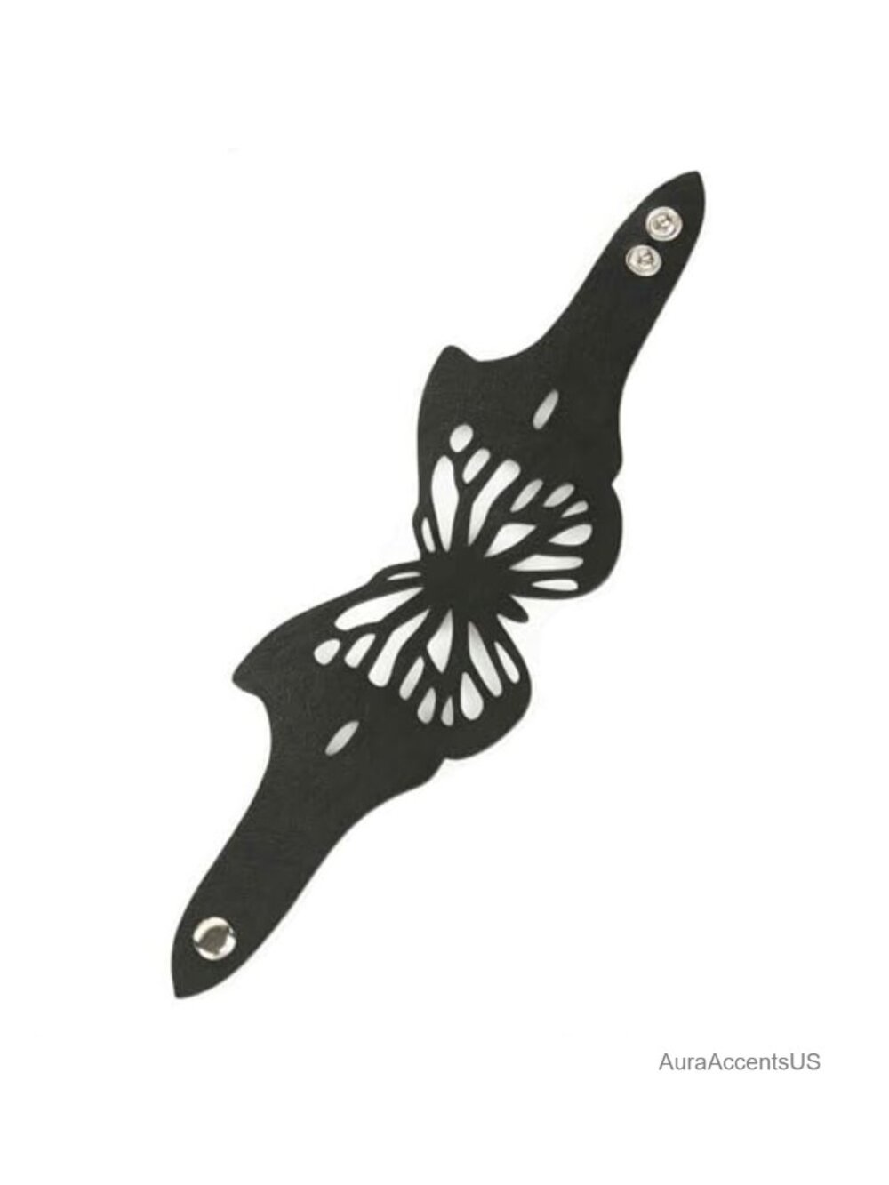 Adjustable Gothic Butterfly Cutout Cuff Bracelet Faux Leather Punk Cosplay
